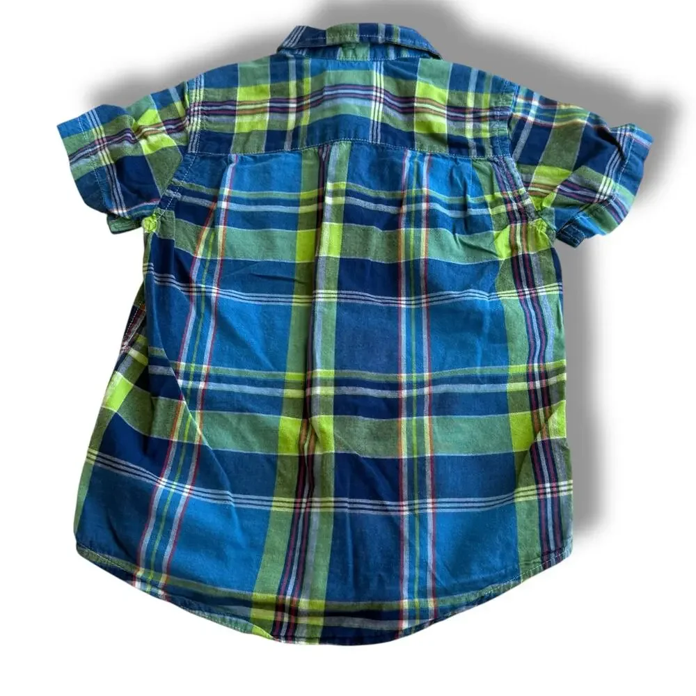 5/$35 ‎    The Children's Place Boys Plaid Shirt - Blue/Green - XS